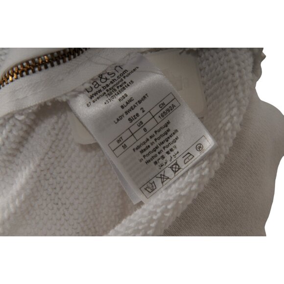 ba&sh Womens French Kiss Sweatshirt Medium US 2 White Side Zip Pullover Long - Picture 9 of 9